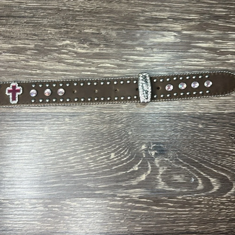 Western kids belt with Rhinestones pink cross belt